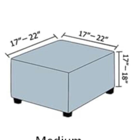 Black Velvet Plush Square Ottoman Slipcover Footrest Cover Stretch Size Standard - Picture 2 of 3